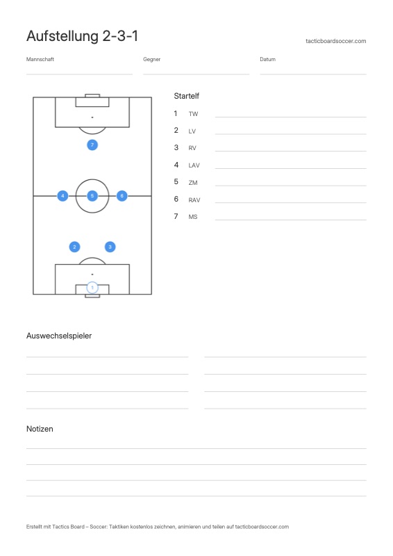 2-3-1-Aufstellung zum Ausdrucken