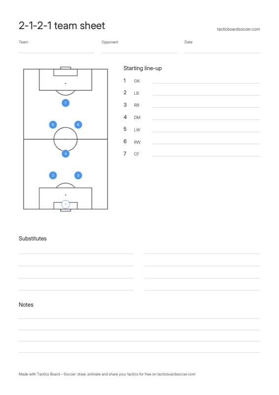 Printable 2-1-2-1 team sheet