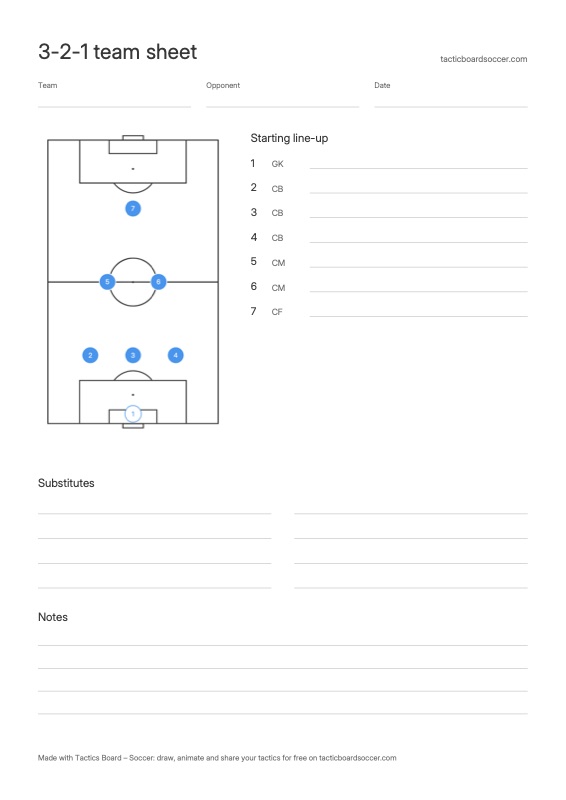 Printable 3-2-1 team sheet