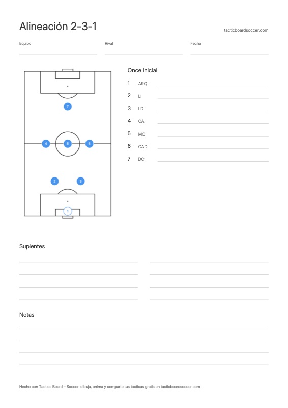 Alineación 2-3-1 para imprimir