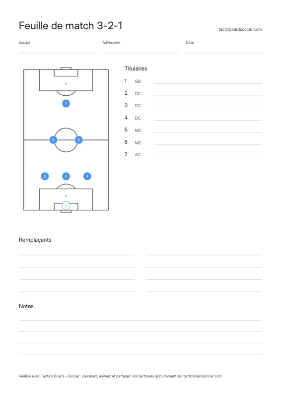 Feuille de match 3-2-1 à imprimer
